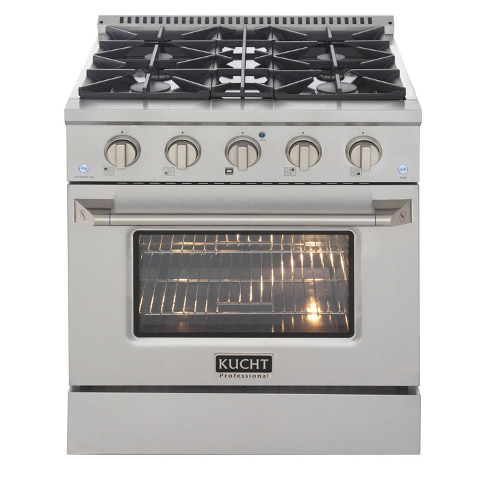 Kucht 30-Inch 4.2 Cu. Ft. Gas Range - Sealed Burners and Convection Oven in Stainless Steel (KNG301-S)