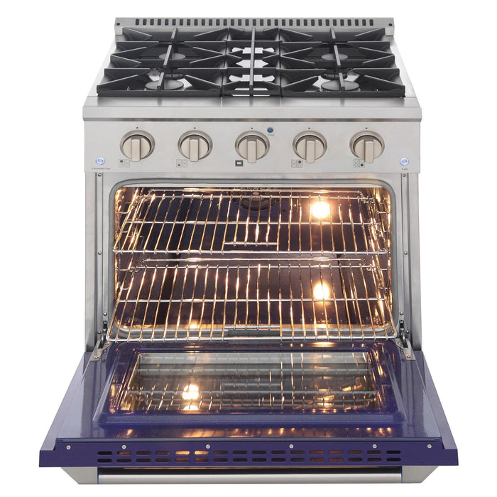 Kucht 30-Inch 4.2 Cu. Ft. Gas Range - Sealed Burners and Convection Oven in Blue (KNG301-B)