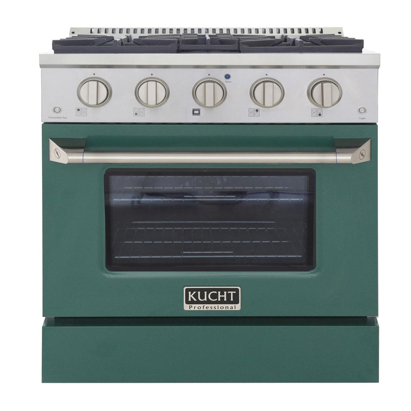 Kucht 30-Inch 4.2 Cu. Ft. Gas Range - Sealed Burners and Convection Oven in Green (KNG301-G)