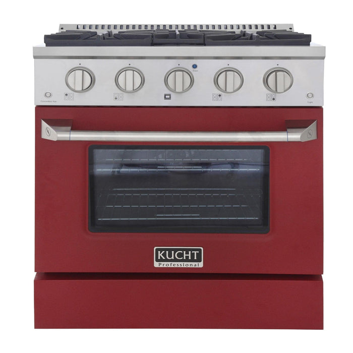 Kucht 30-Inch 4.2 Cu. Ft. Gas Range - Sealed Burners and Convection Oven in Red (KNG301-R)