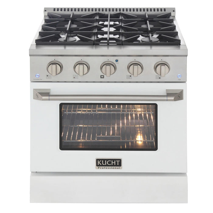 Kucht 30-Inch 4.2 Cu. Ft. Gas Range - Sealed Burners and Convection Oven in White (KNG301-W)