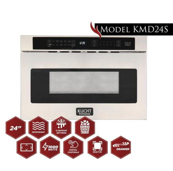 Kucht Professional 36 in. 5.2 cu ft. Natural Gas Range, Range Hood & Microwave Drawer Package, AP-KNG361-S-7