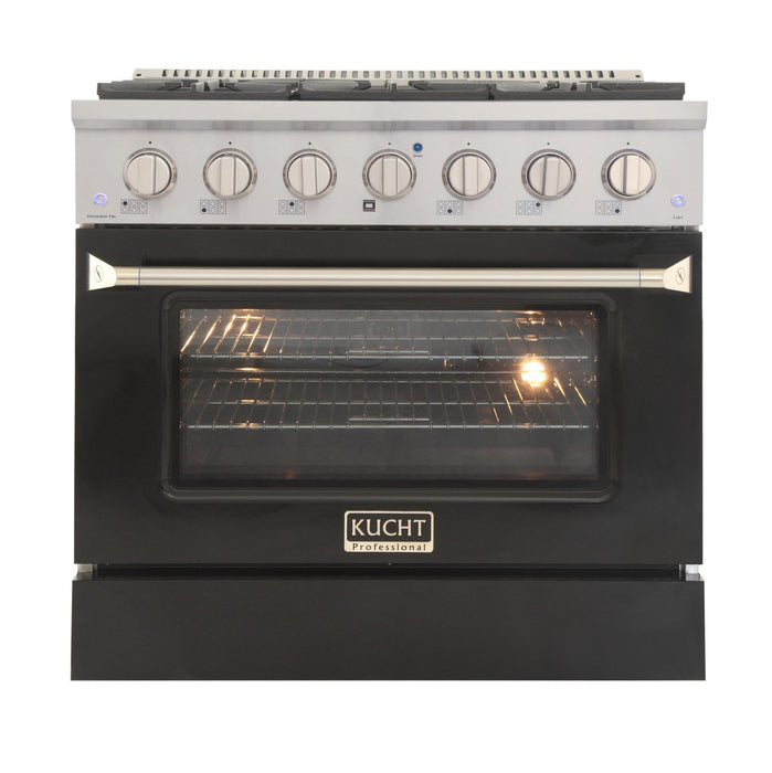 Kucht 36-Inch 5.2 Cu. Ft. Range - Sealed Burners and Convection Oven in Black (KNG361-K)