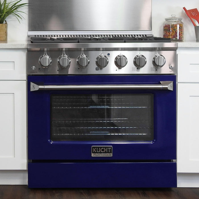 Kucht 36-Inch 5.2 Cu. Ft. Range - Sealed Burners and Convection Oven in Blue (KNG361-B)