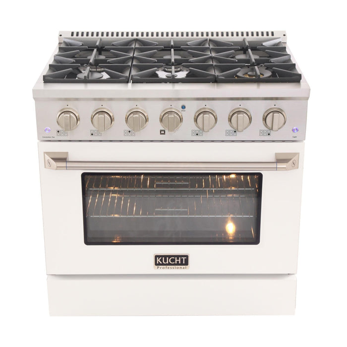 Kucht 36-Inch 5.2 Cu. Ft. Range - Sealed Burners and Convection Oven in White (KNG361-W)