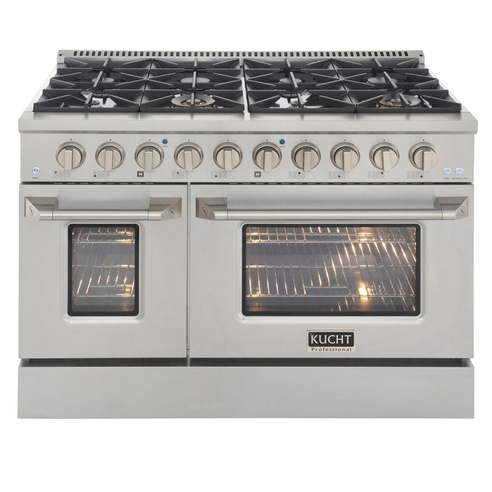 Kucht 48-Inch 6.7 Cu. Ft. Gas Range with Grill/Griddle and Two Ovens in Stainless Steel (KNG481-S)