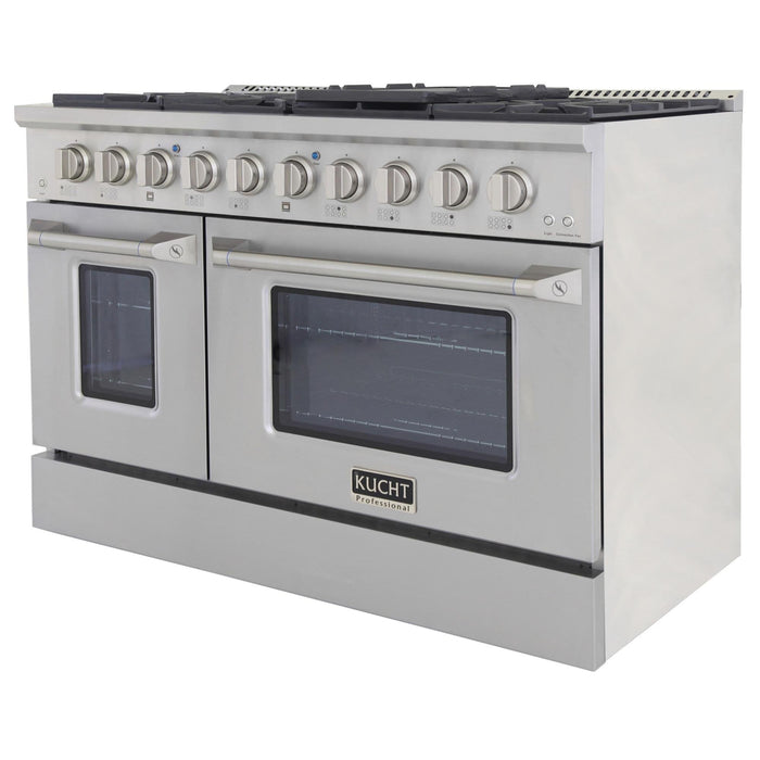 Kucht 48-Inch 6.7 Cu. Ft. Gas Range with Grill/Griddle and Two Ovens in Stainless Steel (KNG481-S)