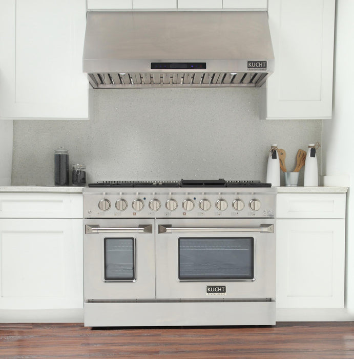 Kucht 48-Inch 6.7 Cu. Ft. Gas Range with Grill/Griddle and Two Ovens in Stainless Steel (KNG481-S)