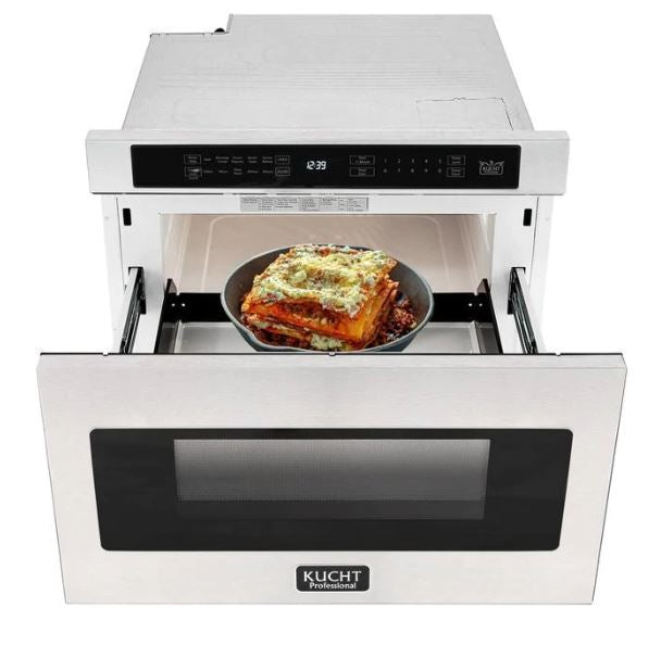 Kucht Professional 48 in. 6.7 cu ft. Natural Gas Range, Range Hood, Microwave Drawer, Dishwasher Package, AP-KNG481-S-4