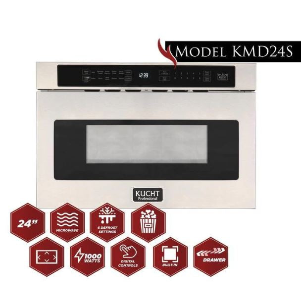 Kucht Professional 48 in. 6.7 cu ft. Natural Gas Range, Range Hood, Microwave Drawer, Dishwasher Package, AP-KNG481-S-4