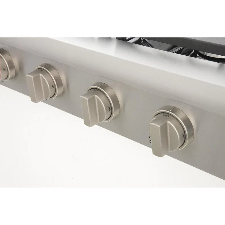 Kucht Professional Series 36 in. Natural & Propane Gas Sealed Burner Rangetop with Silver Knobs