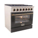 Kucht Signature 36 In. 5.2 cu ft. Natural Gas/Propane Gas Range with White and Black Door Gold/Rose Accents