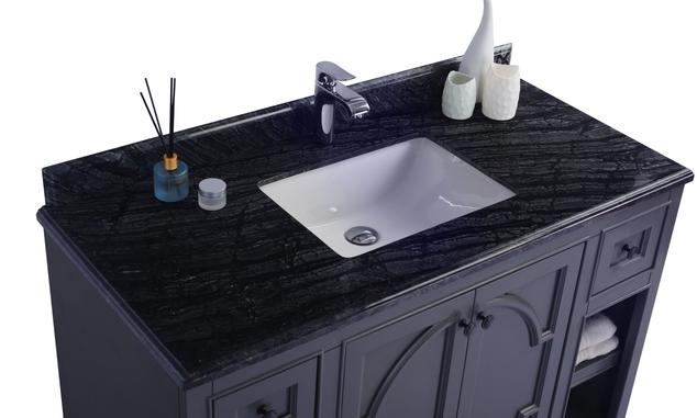 Laviva Odyssey 48" Maple Grey Bathroom Vanity with Black Wood Marble Countertop 313613-48G-BW