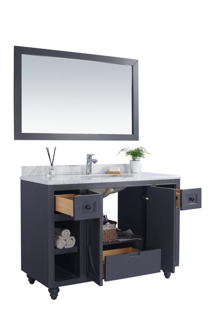 Laviva Odyssey 48" Maple Grey Bathroom Vanity with Matte Black VIVA Stone Solid Surface Countertop 313613-48G-MB