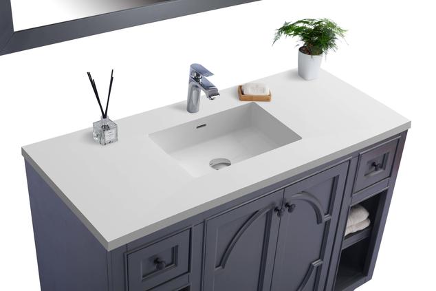 Laviva Odyssey 48" Maple Grey Bathroom Vanity with Matte White VIVA Stone Solid Surface Countertop 313613-48G-MW