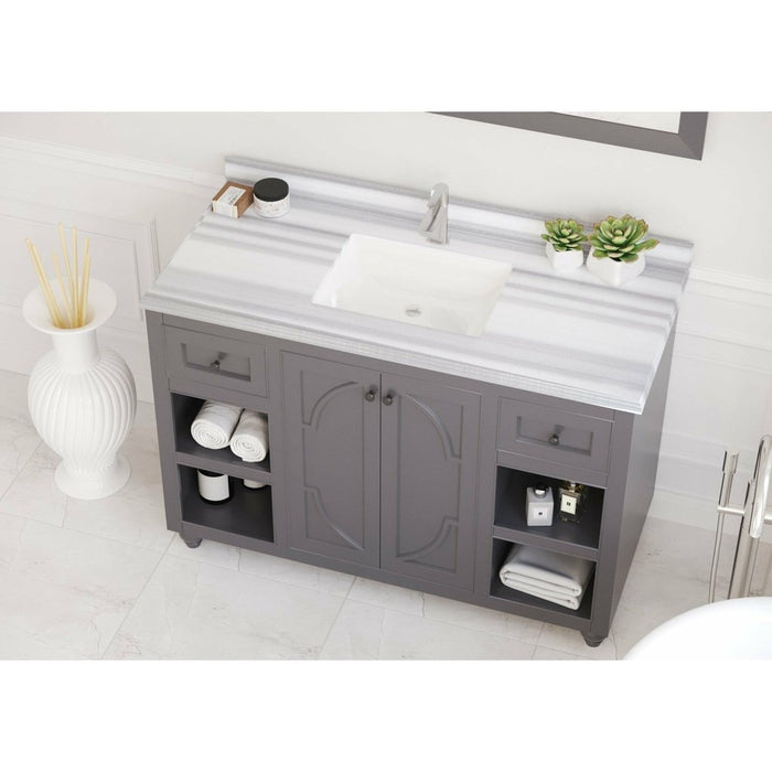 Laviva Odyssey 48" Maple Grey Bathroom Vanity with White Stripes Marble Countertop 313613-48G-WS