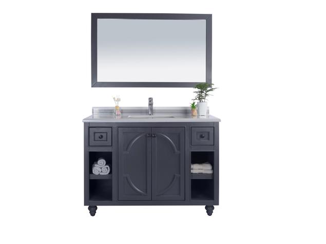 Laviva Odyssey 48" Maple Grey Bathroom Vanity with White Stripes Marble Countertop 313613-48G-WS