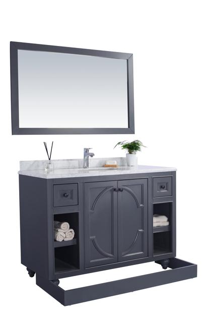 Laviva Odyssey 48" Maple Grey Bathroom Vanity with White Stripes Marble Countertop 313613-48G-WS