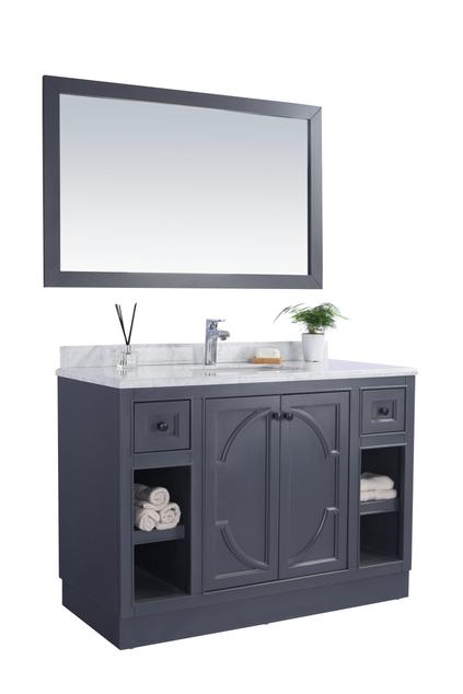 Laviva Odyssey 48" Maple Grey Bathroom Vanity with White Stripes Marble Countertop 313613-48G-WS