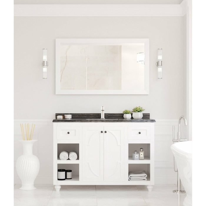 Laviva Odyssey 48" White Bathroom Vanity with Black Wood Marble Countertop 313613-48W-BW