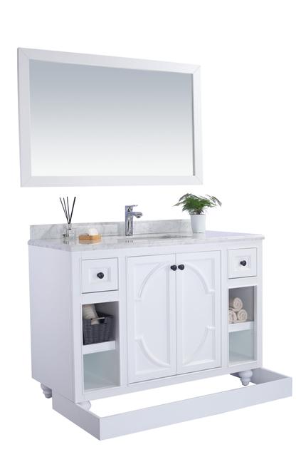 Laviva Odyssey 48" White Bathroom Vanity with Black Wood Marble Countertop 313613-48W-BW