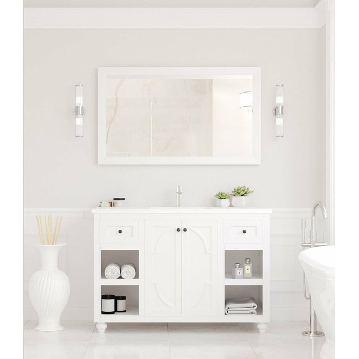 Laviva Odyssey 48" White Bathroom Vanity with Matte White VIVA Stone Solid Surface Countertop 313613-48W-MW