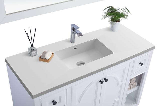 Laviva Odyssey 48" White Bathroom Vanity with Matte White VIVA Stone Solid Surface Countertop 313613-48W-MW