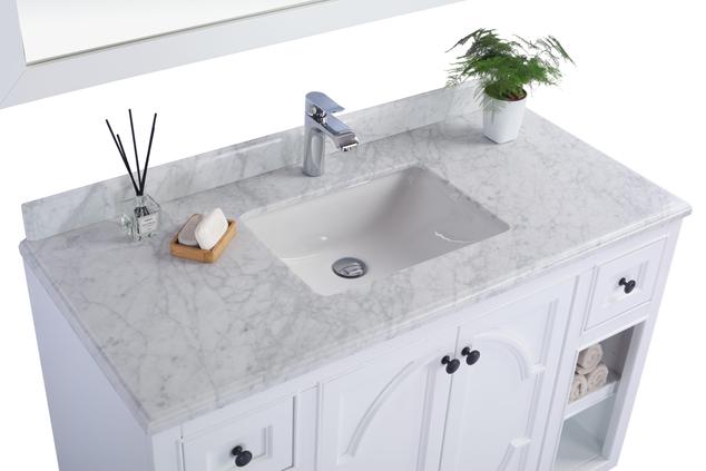 Laviva Odyssey 48" White Bathroom Vanity with White Carrara Marble Countertop 313613-48W-WC