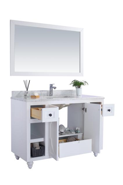 Laviva Odyssey 48" White Bathroom Vanity with White Carrara Marble Countertop 313613-48W-WC