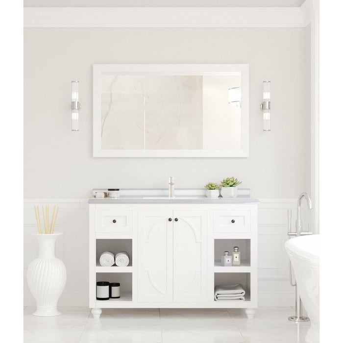 Laviva Odyssey 48" White Bathroom Vanity with White Stripes Marble Countertop 313613-48W-WS