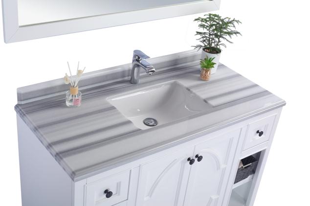 Laviva Odyssey 48" White Bathroom Vanity with White Stripes Marble Countertop 313613-48W-WS