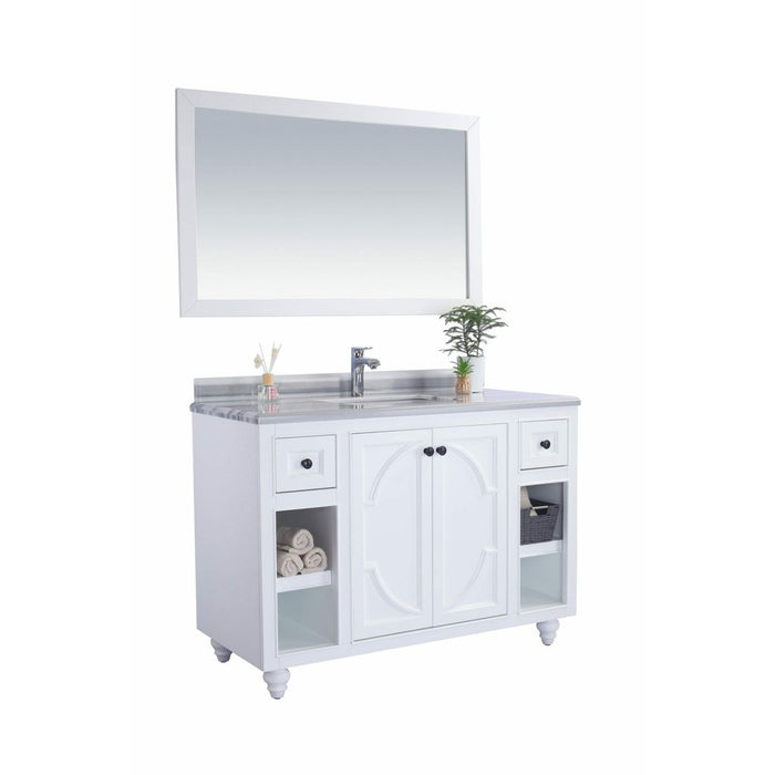 Laviva Odyssey 48" White Bathroom Vanity with White Stripes Marble Countertop 313613-48W-WS