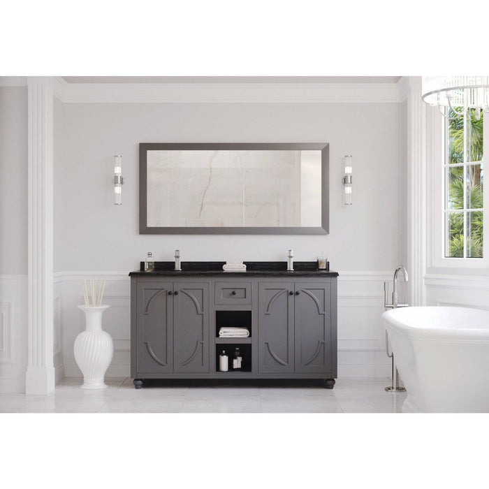 Laviva Odyssey 60" Maple Grey Double Sink Bathroom Vanity with Black Wood Marble Countertop 313613-60G-BW