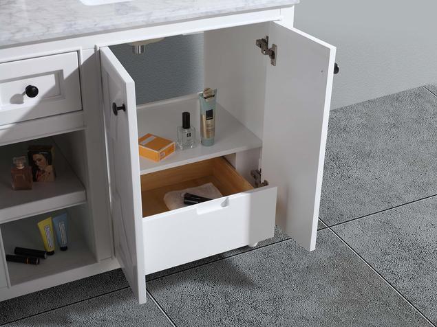 Laviva Odyssey 60" White Double Sink Bathroom Vanity with Matte White VIVA Stone Solid Surface Countertop 313613-60W-MW