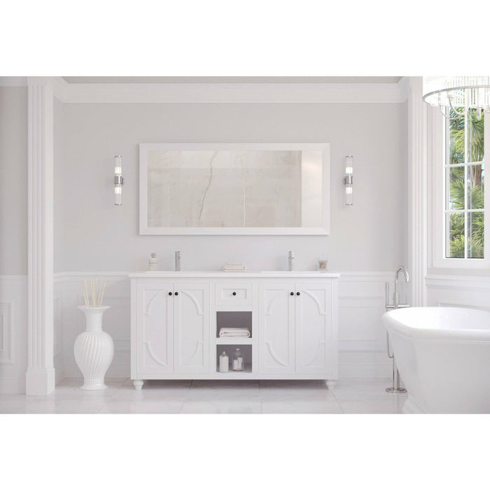 Laviva Odyssey 60" White Double Sink Bathroom Vanity with Matte White VIVA Stone Solid Surface Countertop 313613-60W-MW