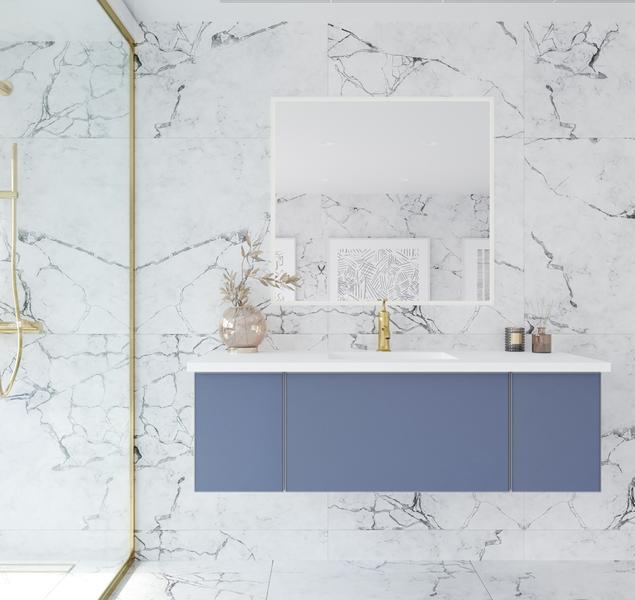 Laviva Vitri 54" Nautical Blue Bathroom Vanity with VIVA Stone Matte White Solid Surface Countertop 313VTR-54NB-MW