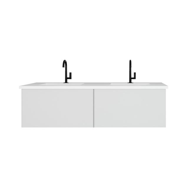 Laviva Vitri 60" Cloud White Double Sink Bathroom Vanity with VIVA Stone Matte White Solid Surface Countertop 313VTR-60DCW-MW