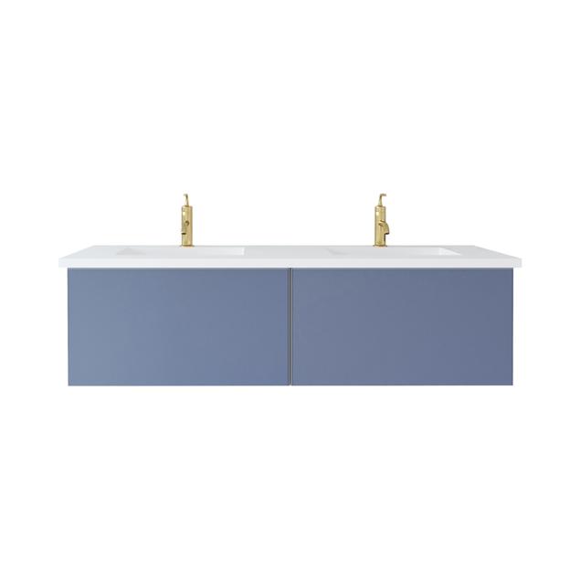 Laviva Vitri 60" Nautical Blue Double Sink Bathroom Vanity with VIVA Stone Matte White Solid Surface Countertop 313VTR-60DNB-MW