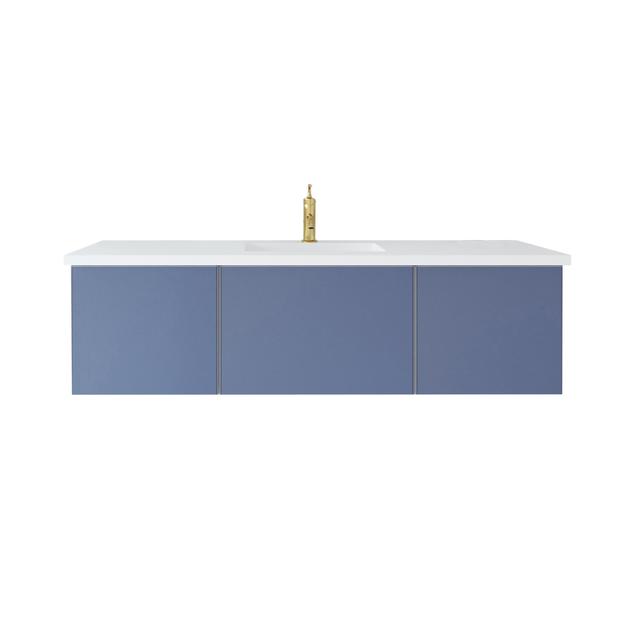 Laviva Vitri 60" Nautical Blue Single Sink Bathroom Vanity with VIVA Stone Matte White Solid Surface Countertop 313VTR-60CNB-MW