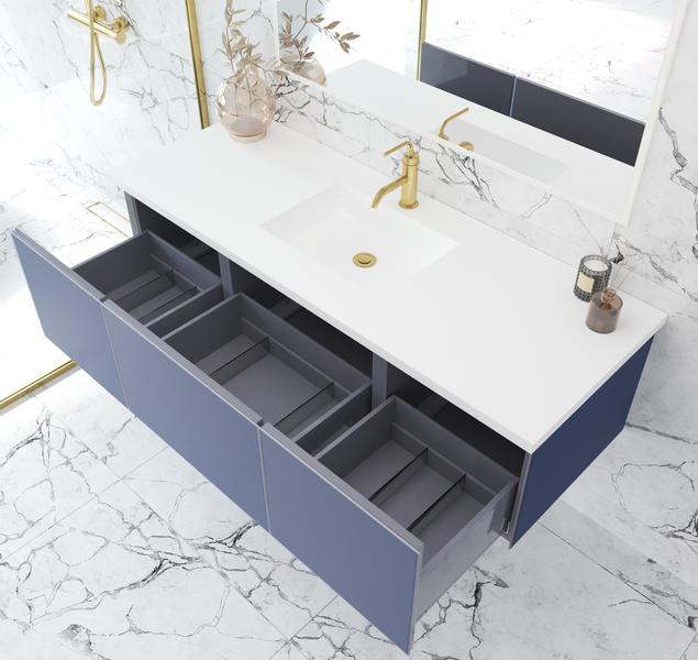 Laviva Vitri 60" Nautical Blue Single Sink Bathroom Vanity with VIVA Stone Matte White Solid Surface Countertop 313VTR-60CNB-MW