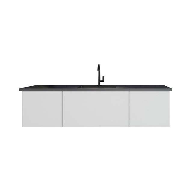 Laviva Vitri 66" Cloud White Single Sink Bathroom Vanity with VIVA Stone Matte Black Solid Surface Countertop 313VTR-66CW-MB
