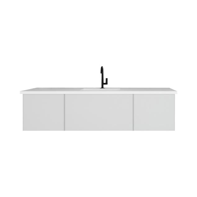 Laviva Vitri 66" Cloud White Single Sink Bathroom Vanity with VIVA Stone Matte White Solid Surface Countertop 313VTR-66CW-MW