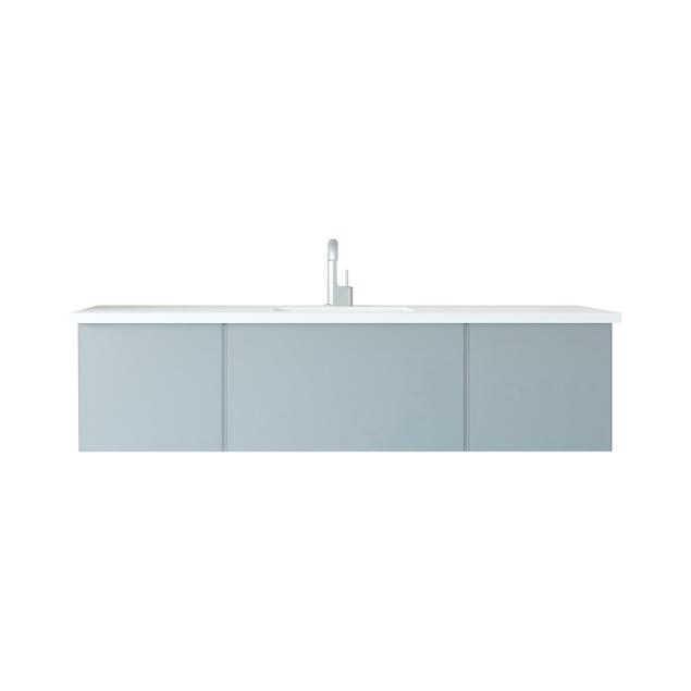 Laviva Vitri 66" Fossil Grey Single Sink Bathroom Vanity with VIVA Stone Matte White Solid Surface Countertop 313VTR-66FG-MW