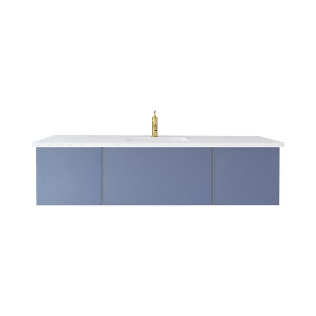 Laviva Vitri 66" Nautical Blue Single Sink Bathroom Vanity with VIVA Stone Matte White Solid Surface Countertop 313VTR-66NB-MW