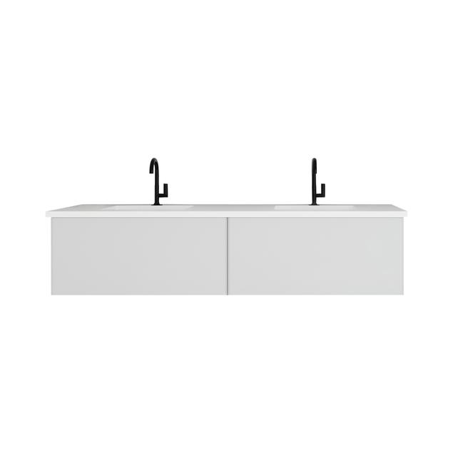 Laviva Vitri 72" Cloud White Double Sink Bathroom Vanity with VIVA Stone Matte White Solid Surface Countertop 313VTR-72DCW-MW