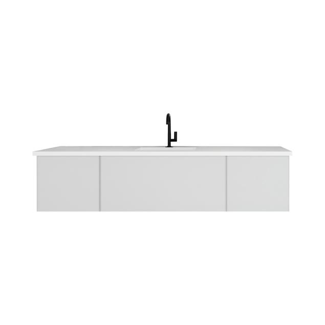 Laviva Vitri 72" Cloud White Single Sink Bathroom Vanity with VIVA Stone Matte White Solid Surface Countertop 313VTR-72CCW-MW