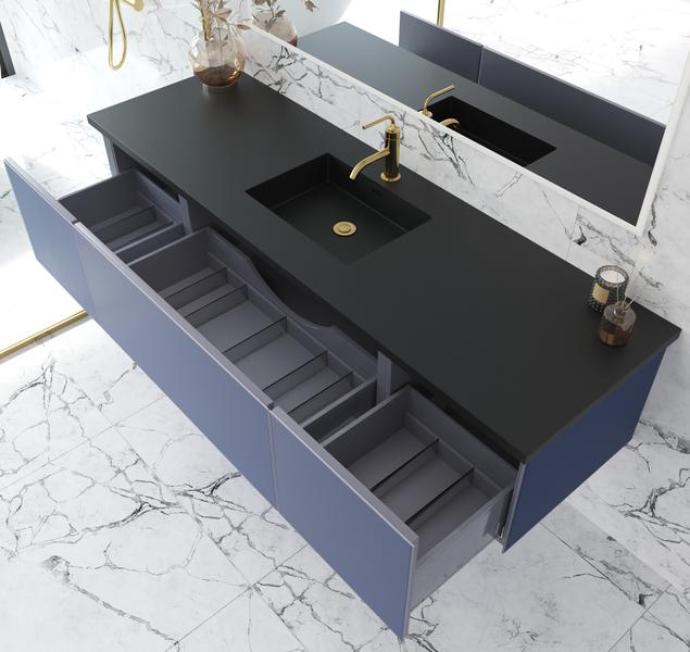 Laviva Vitri 72" Nautical Blue Single Sink Bathroom Vanity with VIVA Stone Matte Black Solid Surface Countertop 313VTR-72CNB-MB
