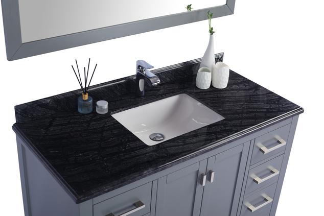 Laviva Wilson 48" Grey Bathroom Vanity with Black Wood Marble Countertop 313ANG-48G-BW
