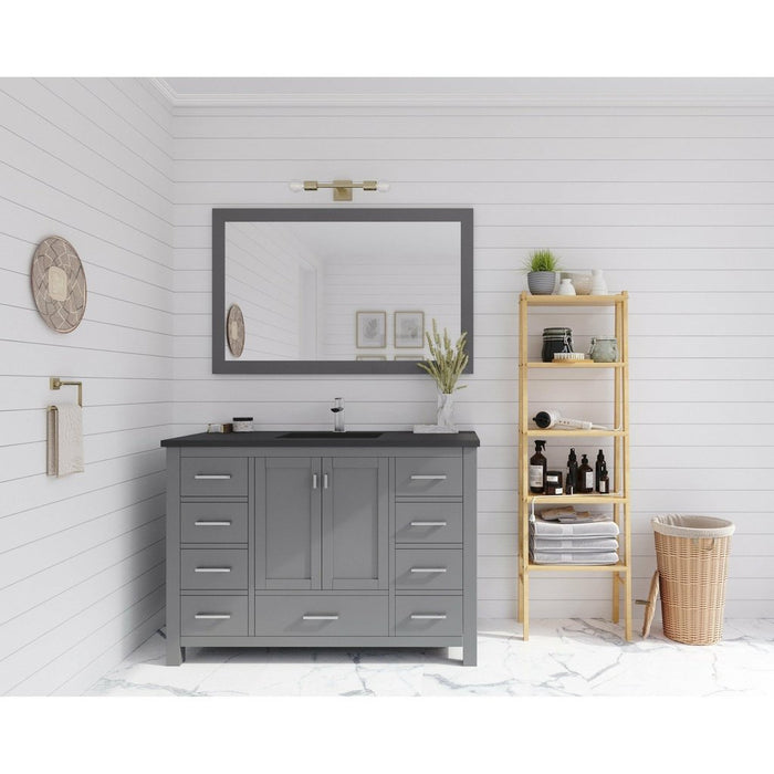 Laviva Wilson 48" Grey Bathroom Vanity with Matte Black VIVA Stone Solid Surface Countertop 313ANG-48G-MB