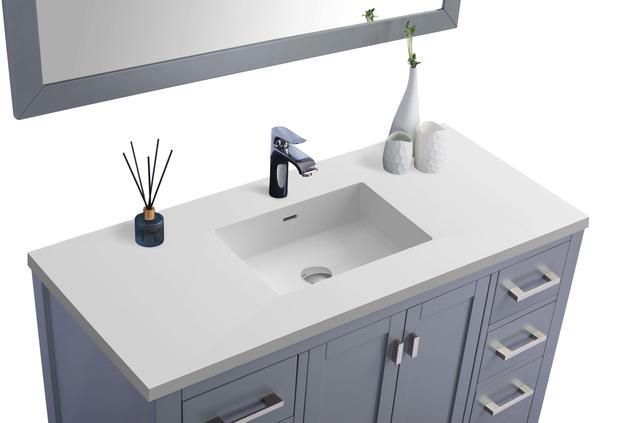 Laviva Wilson 48" Grey Bathroom Vanity with Matte White VIVA Stone Solid Surface Countertop 313ANG-48G-MW